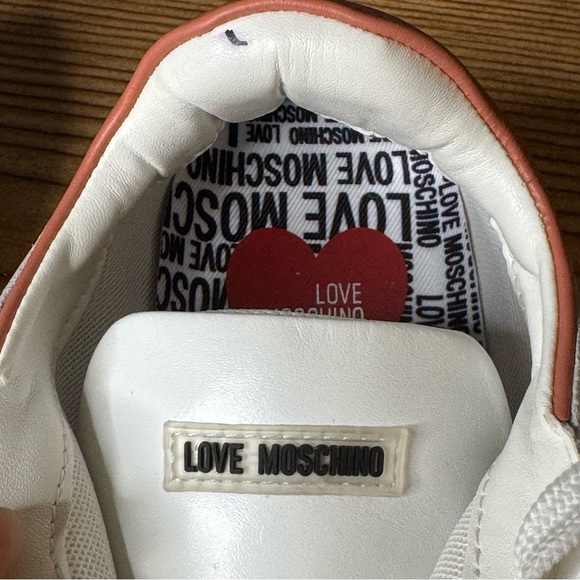 Love Moschino White Pink Colorblock Heart Casual Dress Sneakers Womens 40 - Picture 7 of 12
